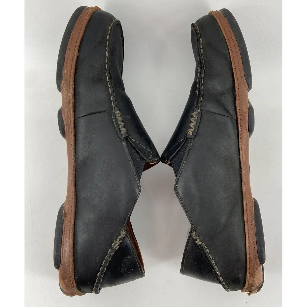 Olukai Shoe Men 12 Moloa Loafer Black Leather Slipper Convertible Slip On Casual